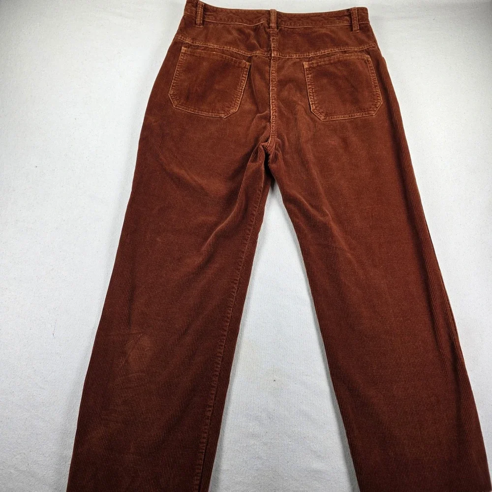 Vintage Sears Rust Brown Corduroy Pants High Rise Raw Hem Straight Leg Size 14